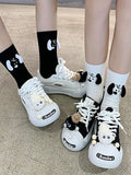 6139 a03-07 Set 2 Par De Calcetines Unisex A La Moda Y Versátiles Con Diseño De Cachorro A Media Pantorrilla Para Otoño E Invierno