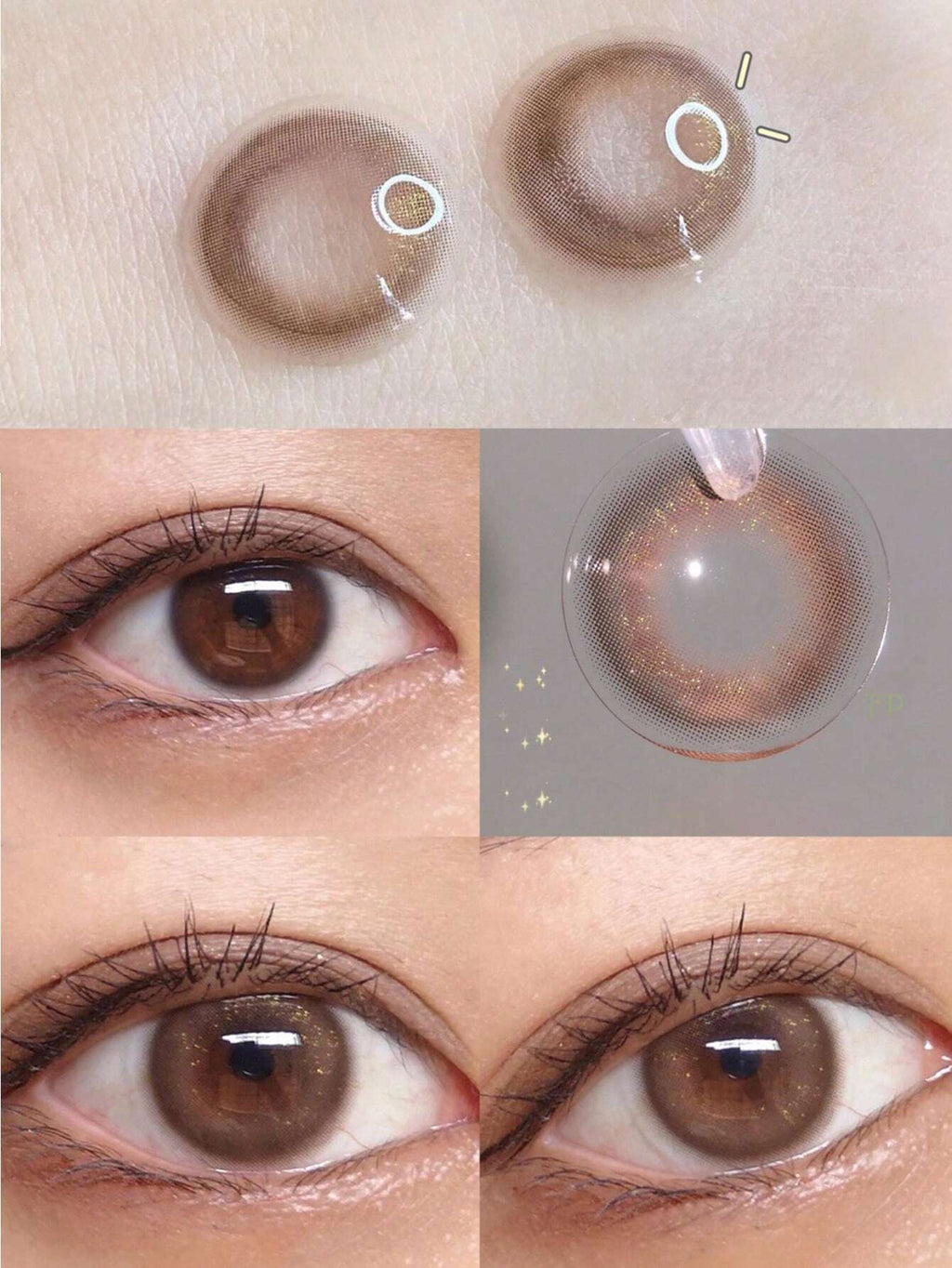 17624 1b-133 Lentes De Contacto De Color Marrón Castaño Brillante