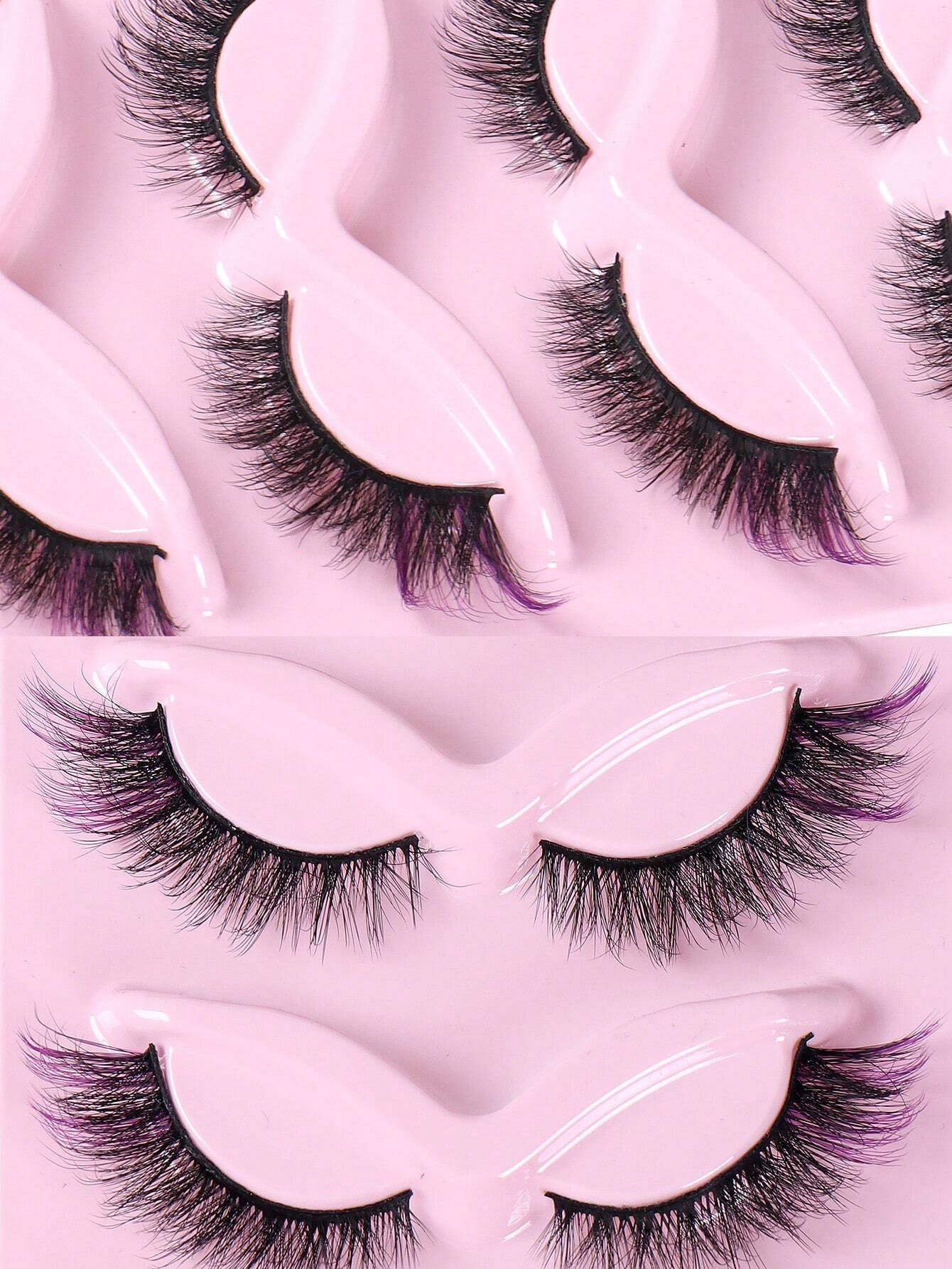 5661 1b-144 Set 5 Pares Pestañas Falsas De Visón Sintético Con Estilo