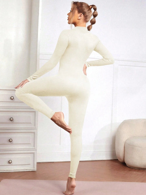 11567 1t-007 Mono deportivo unitard unicolor con cremallera media