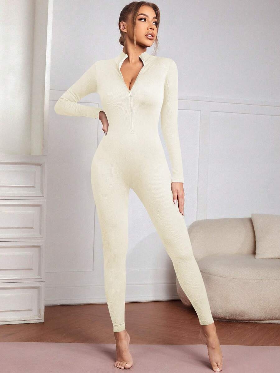 11567 1a-002 Mono deportivo unitard unicolor con cremallera media