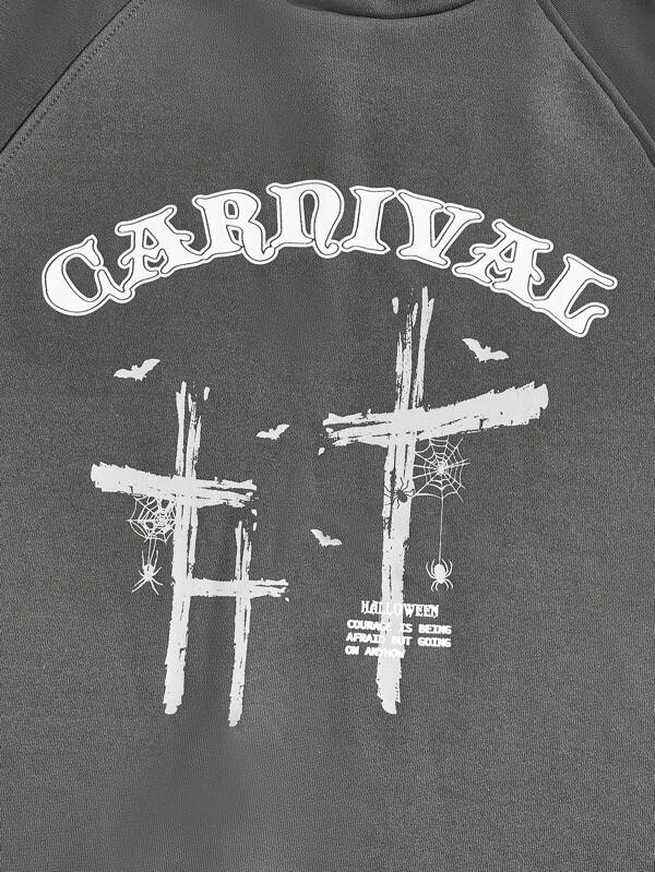 6193 1t-006 Capucha con estampado de letra con cordón