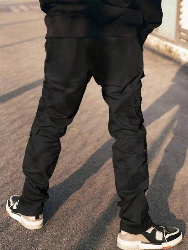 6970 a06-06 Pantalón cargo con bolsillo con solapa y cintura con cordón