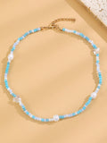 6030 1b-071 Un Collar De Cuentas Multicolores A La Moda Con Cuentas De Arroz Para Mujer