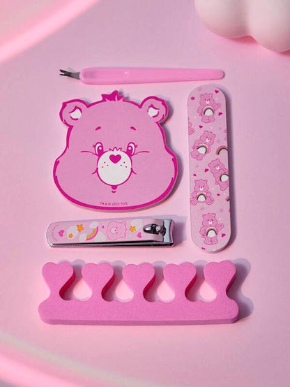 7096 1a-099 Care Bears 5 piezas Set de herramientas de manicura portátil rosado en forma de oso