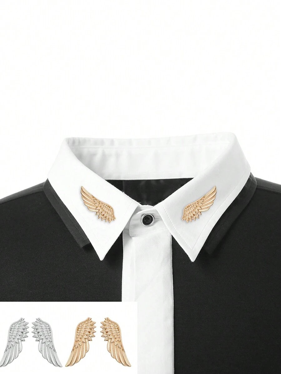 11084 1b-073 Clip de corbata ala Broches moda ropa Bisutería personalidad Gemelos Clip de mujeres Camisas con botón Alfiler masculino Accesorios