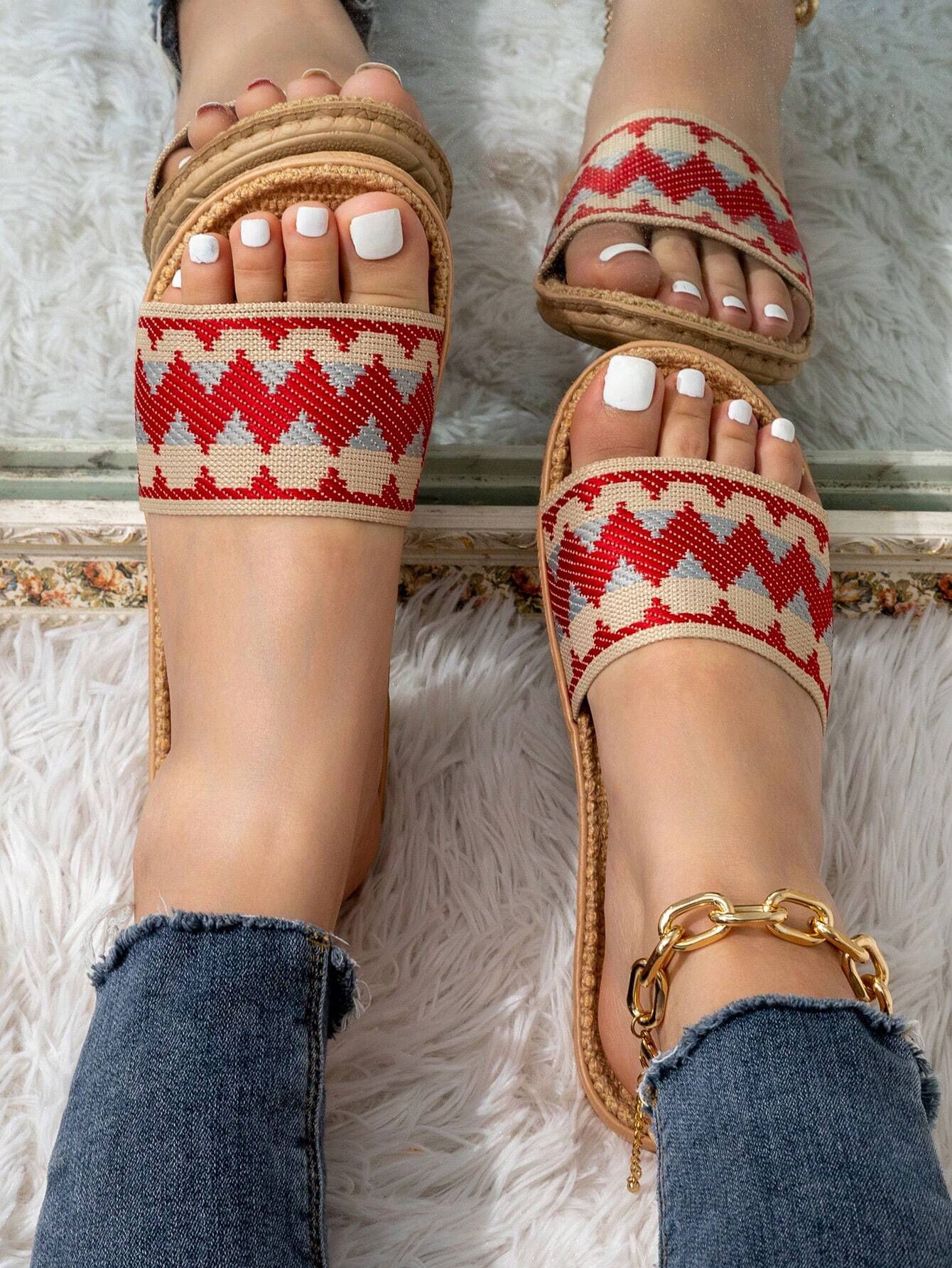 8490 b02-03 Sandalias rojo de una sola correa de verano para mujer