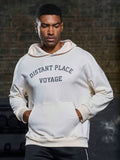 8343 1t-006 Capucha con estampado de slogan de hombros caídos deportivo