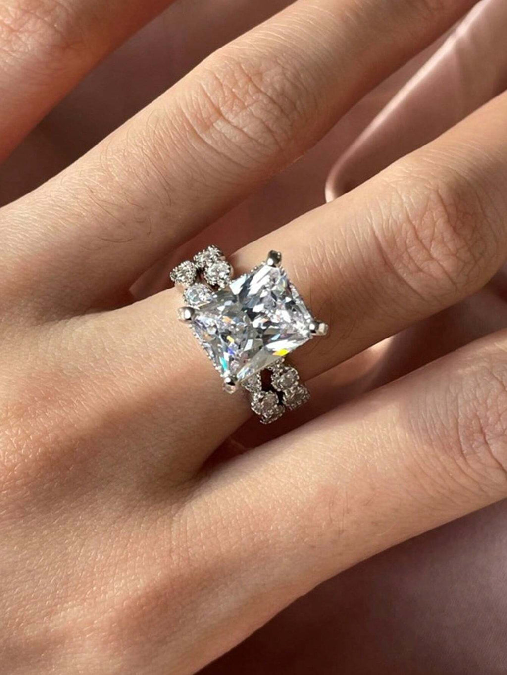 10316 1b-057 Dos Piezas De Anillos De Bodas De Imitación De Moissanita De Calidad Superior