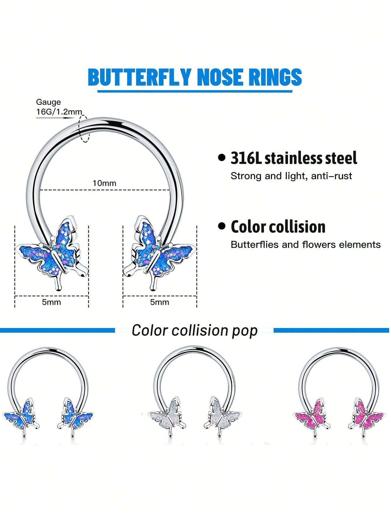 5880 1b-017 Lindo Anillo De Nariz Para Mujeres Y Niñas