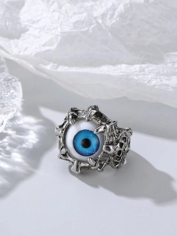 7329 b03-12 Una pieza Anillo miedoso hierro de aleación con diseño de ojo para mujeres para decoración diaria