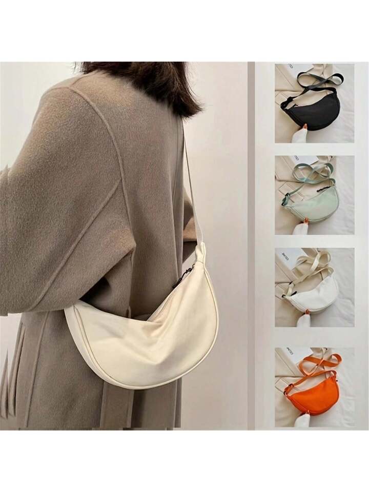 14591 1a-029 Un bolso blanco de nailon de mujer con correa cruzada