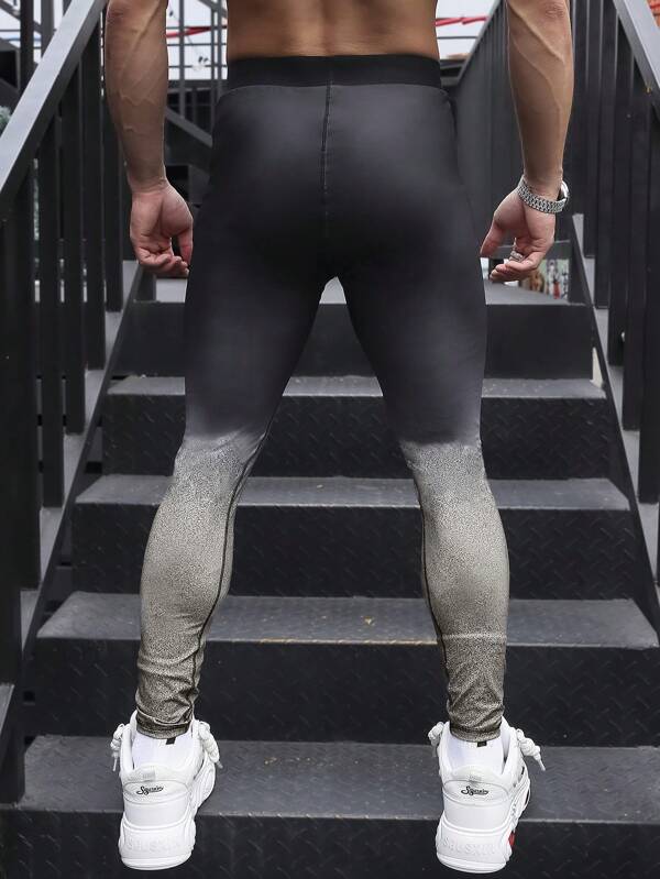 6613 1t-011 Hombres Leggings deportivos con estampado degradado