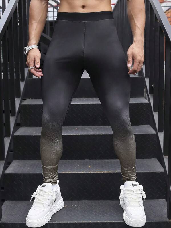 6613 1t-011 Hombres Leggings deportivos con estampado degradado