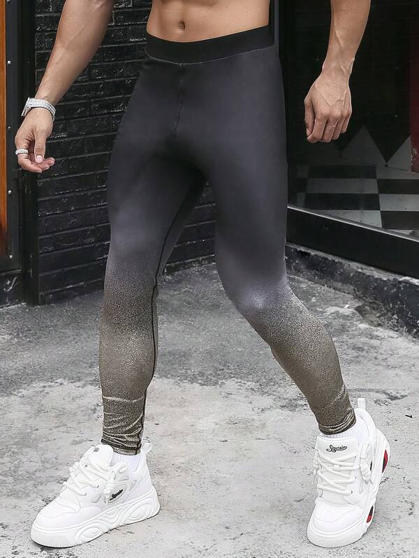 6613 1t-011 Hombres Leggings deportivos con estampado degradado