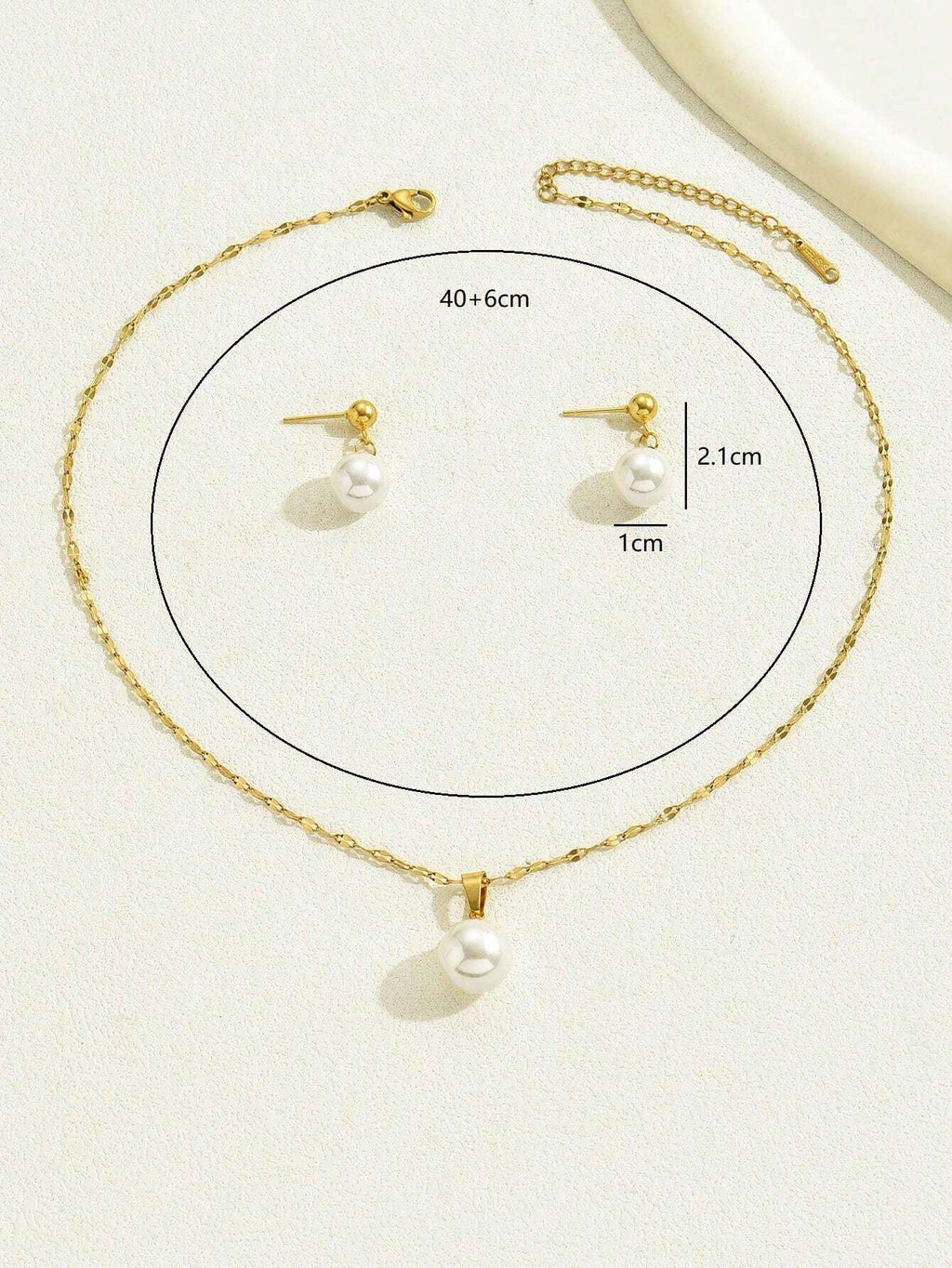 10041 1b-076 Set tres pizas Collar Y Aretes Con Perlas Sintéticas