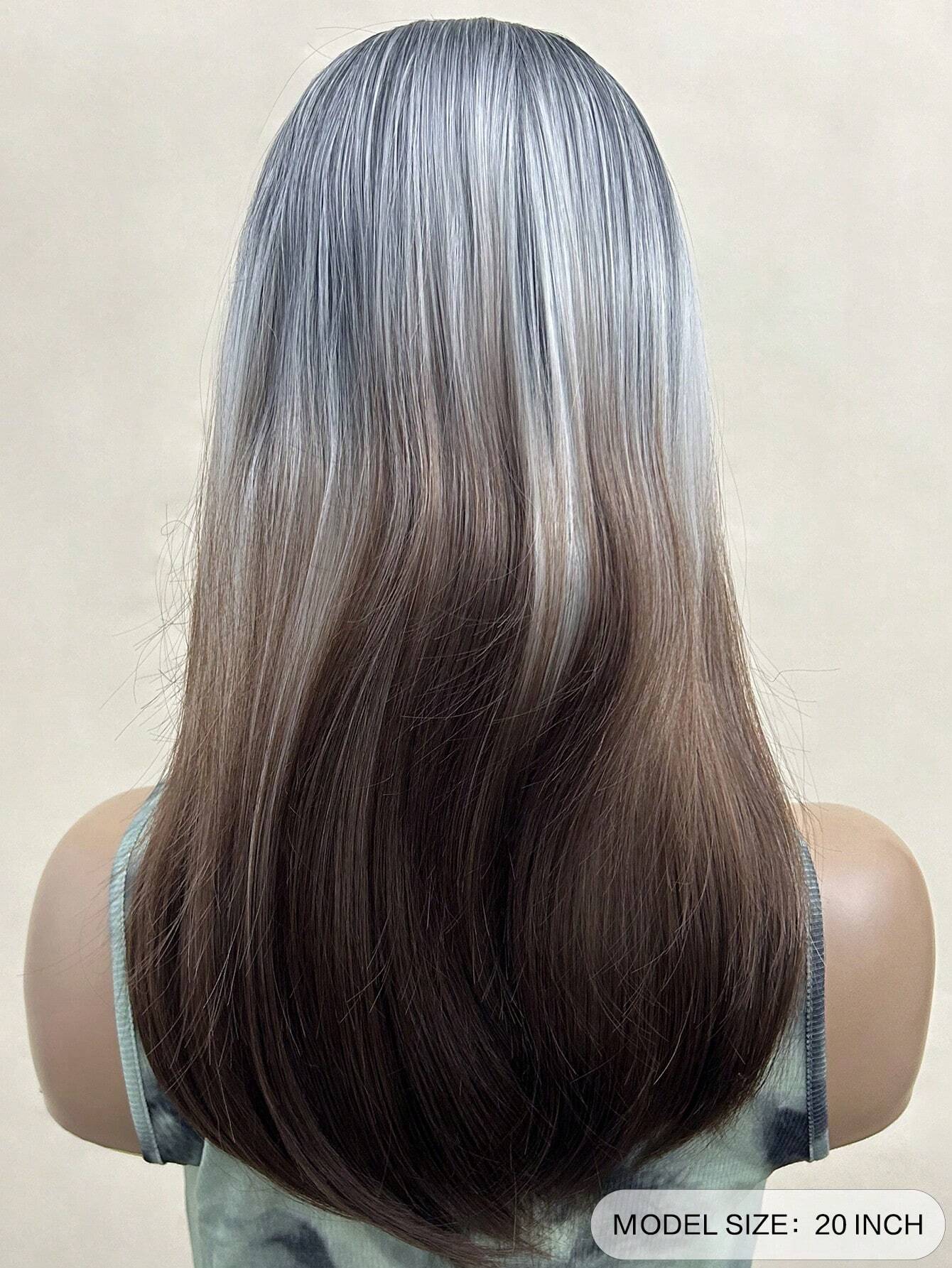 6293 1c-022 Pelucas Sintéticas De Colores Multicolores De 20 Pulgadas De Longitud Media Y De Pelo Liso Y Largo Con El Medio Dividido Para Fiestas De Halloween O De Cosplay