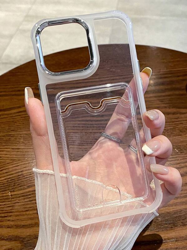 7689 2t-014 Una Pieza Funda De Teléfono Transparente con ranura para tarjeta