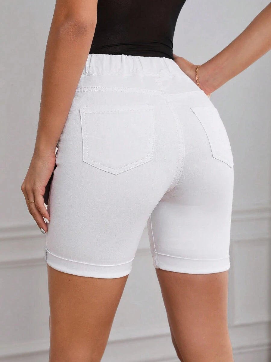 8359 1t-395 Shorts en mezclilla bajo de doblez