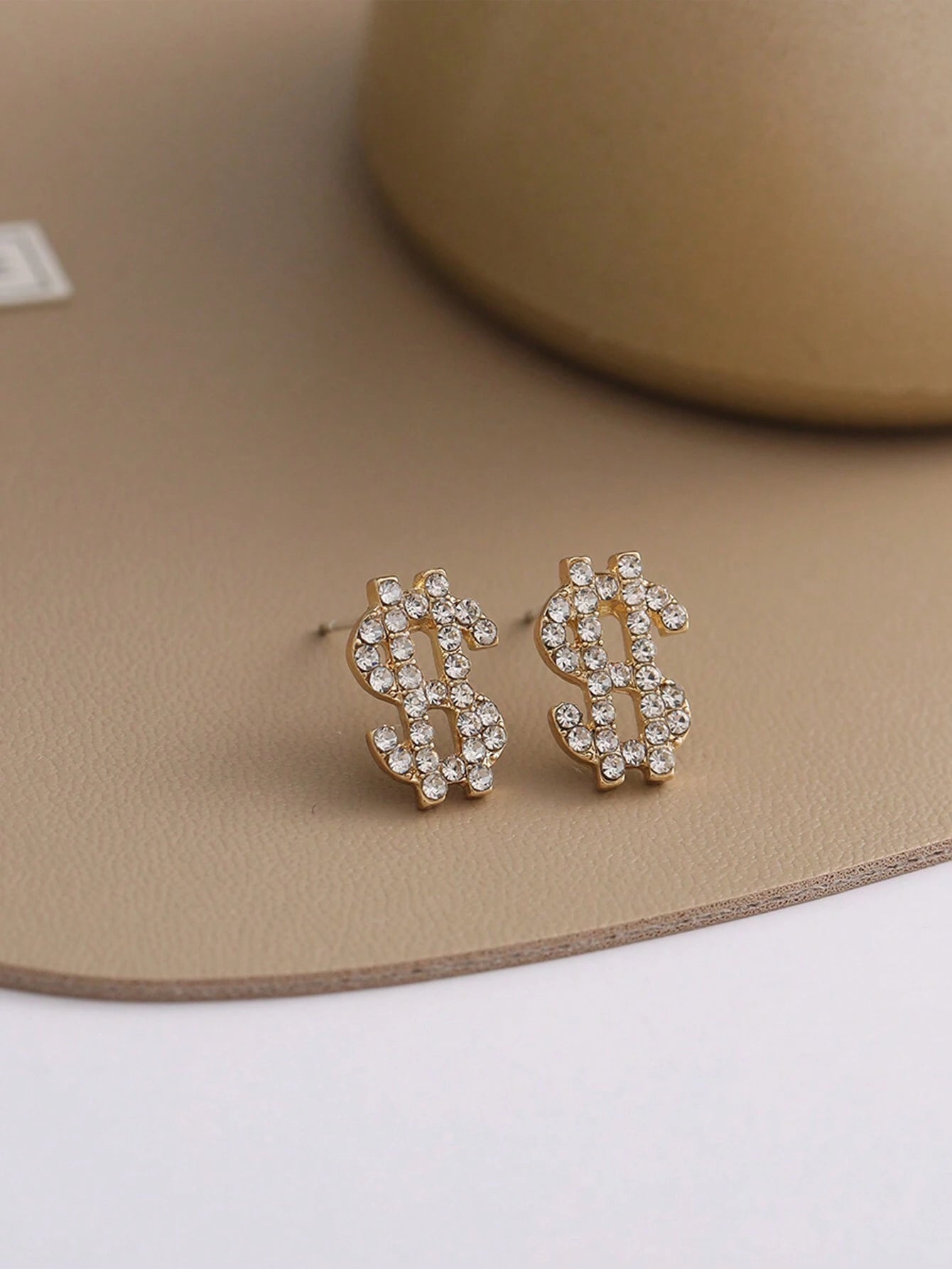 6344 1b-077 Un Par De Pendientes Creativos Unisex Con Diseño De Símbolo De Dinero