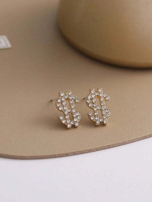 6344 1b-077 Un Par De Pendientes Creativos Unisex Con Diseño De Símbolo De Dinero