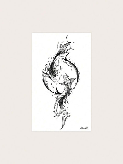 11722 1b-048 1 pieza pez koi tatuaje temporal pegatina viernes negro