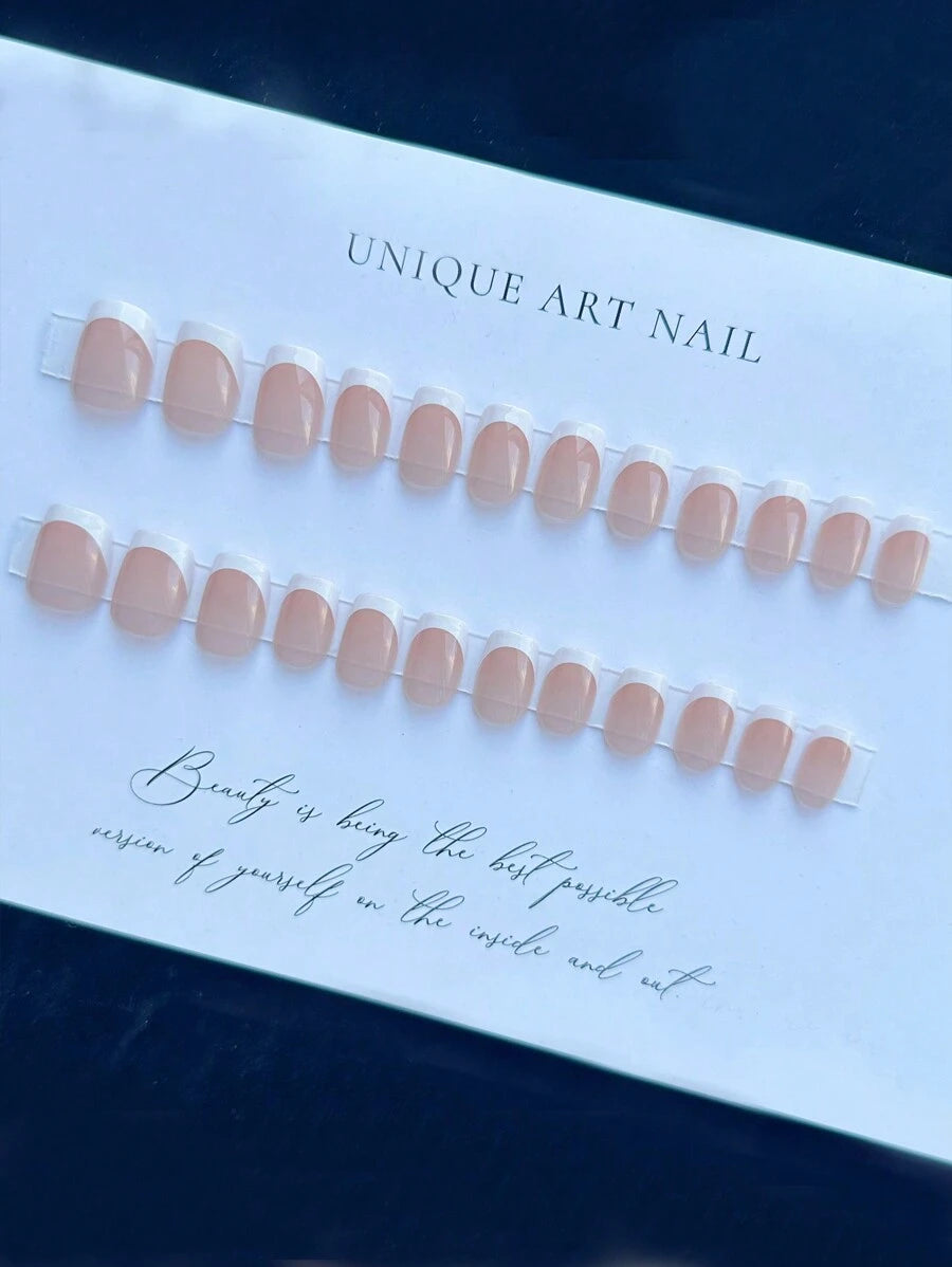 17529 1b-028 Uñas con forma de cuadrado diseños minimalistas 24 Pzas