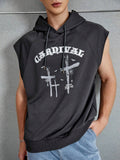 6193 1t-006 Capucha con estampado de letra con cordón