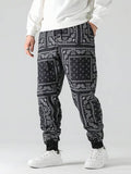 6185 1t-209 Pantalon con estampado de pañuelo con paisley de cintura con cordón