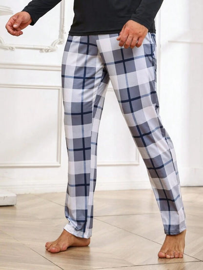 6938 1a-119 Hombres 1 pieza Pantalones con estampado de cuadros