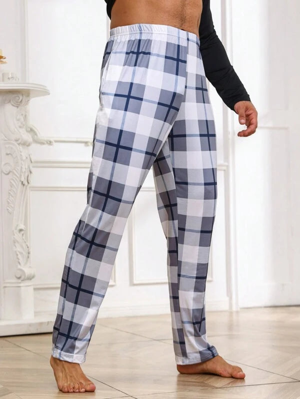 6938 1t-006 Hombres 1 pieza Pantalones con estampado de cuadros