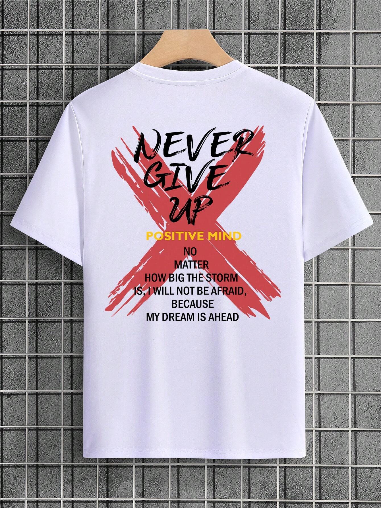 6995 1a-014 Hombres Camiseta con estampado de slogan