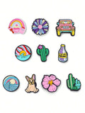 6741 a09-07 Set 10 piezas de dijes de zapatos de PVC con temática de verano para Zuecos