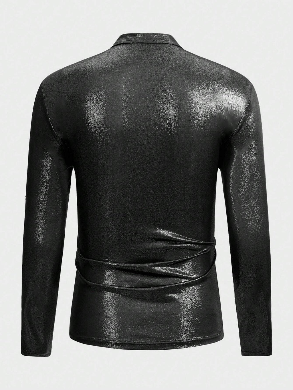 9001 1t-006 Polo con cremallera media de color metálico