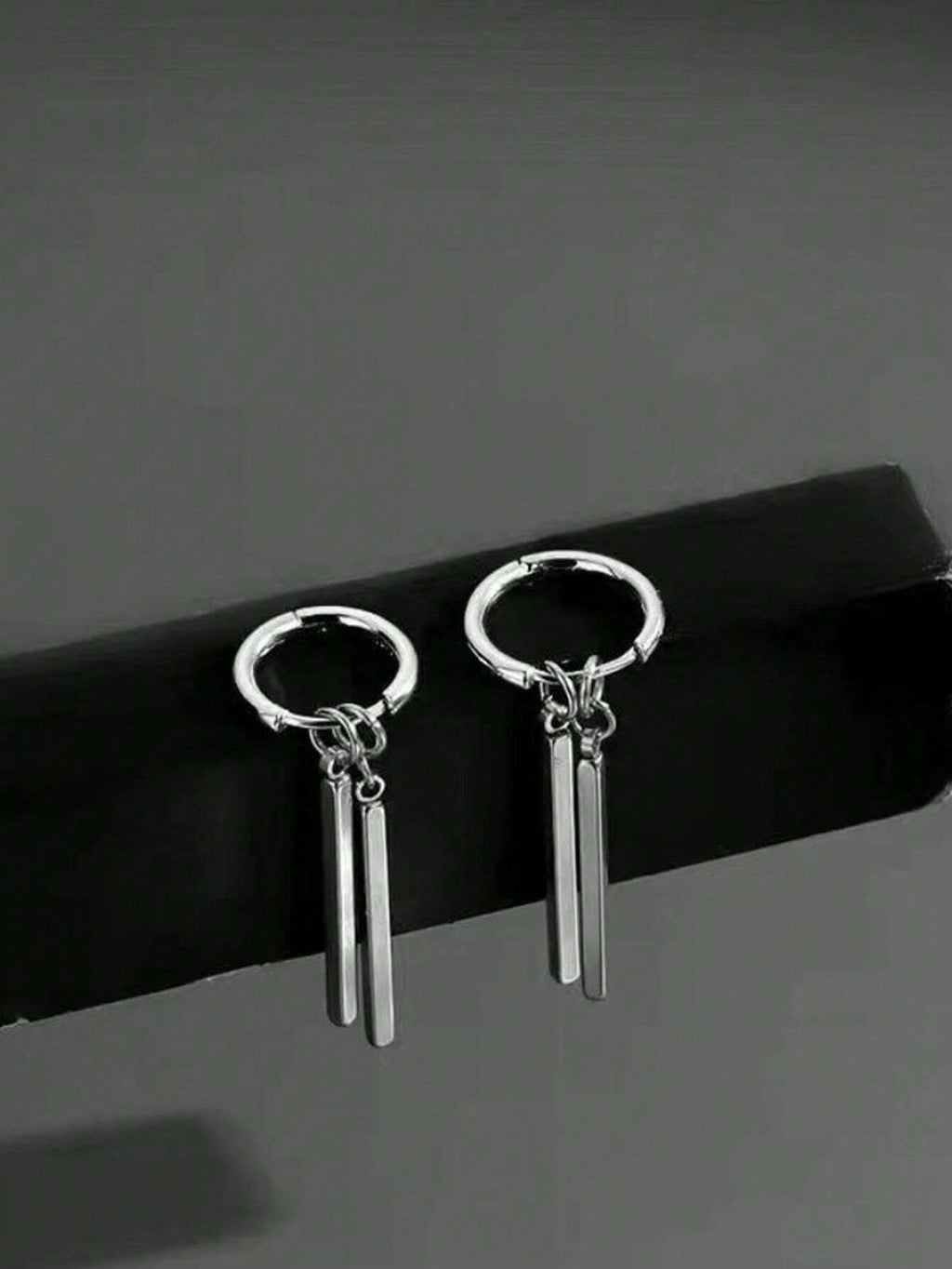 15390 2b-01-04 Pendiente Rectangular Largo Minimalista 2 Pzas