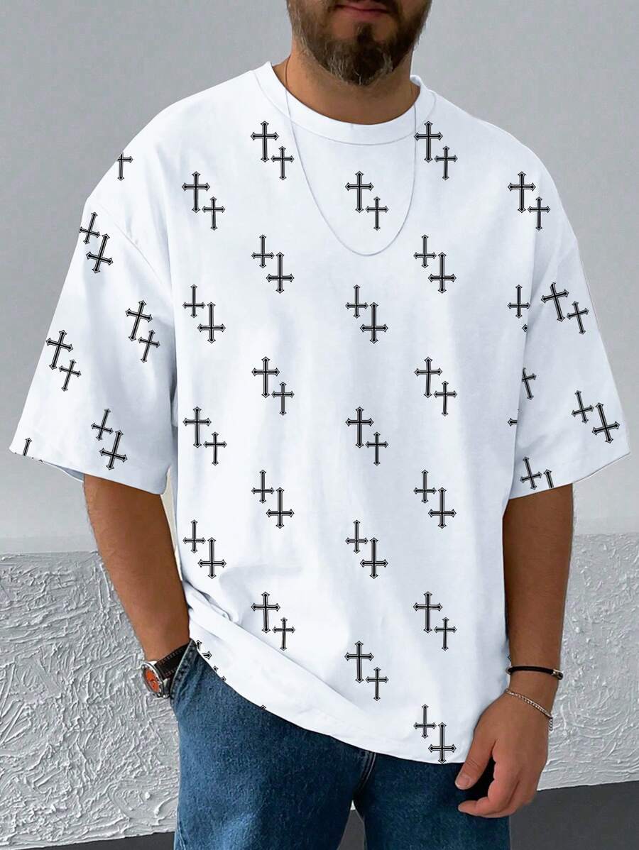 8483 2a-01-04 Camiseta de hombros caídos cruzado con estampado