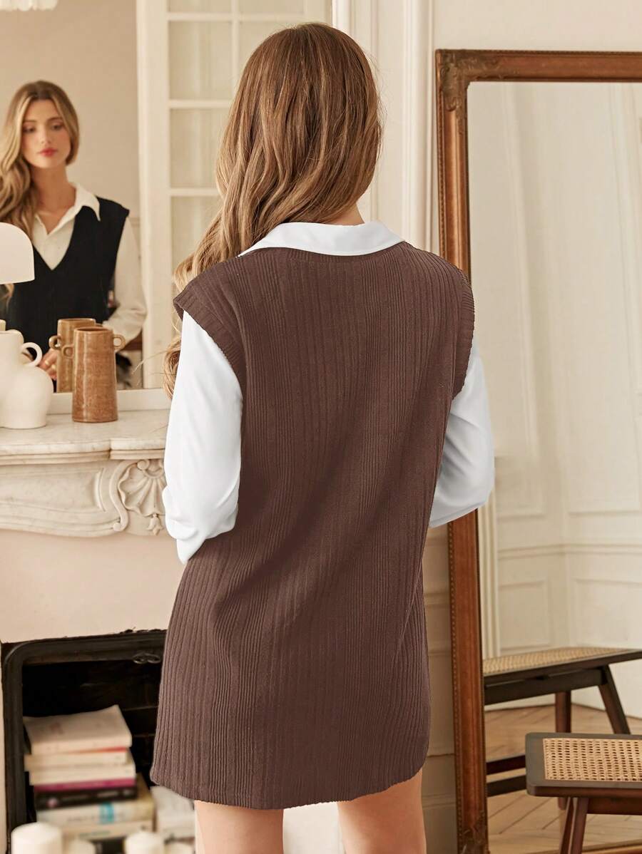 9745 1t-007 Camisa + Vestido 2 pzs sin cinturón dos piezas