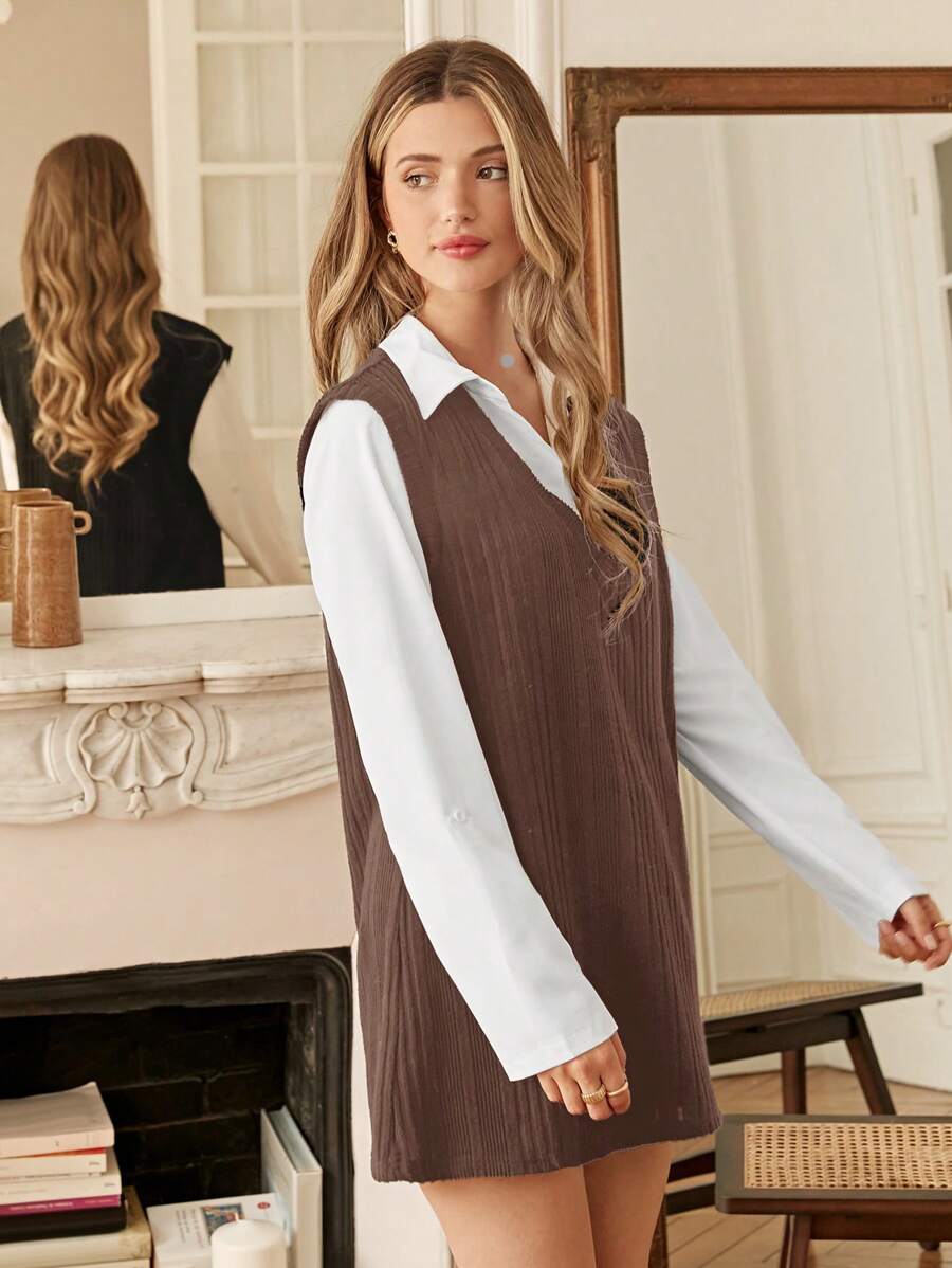 9745 1t-007 Camisa + Vestido 2 pzs sin cinturón dos piezas