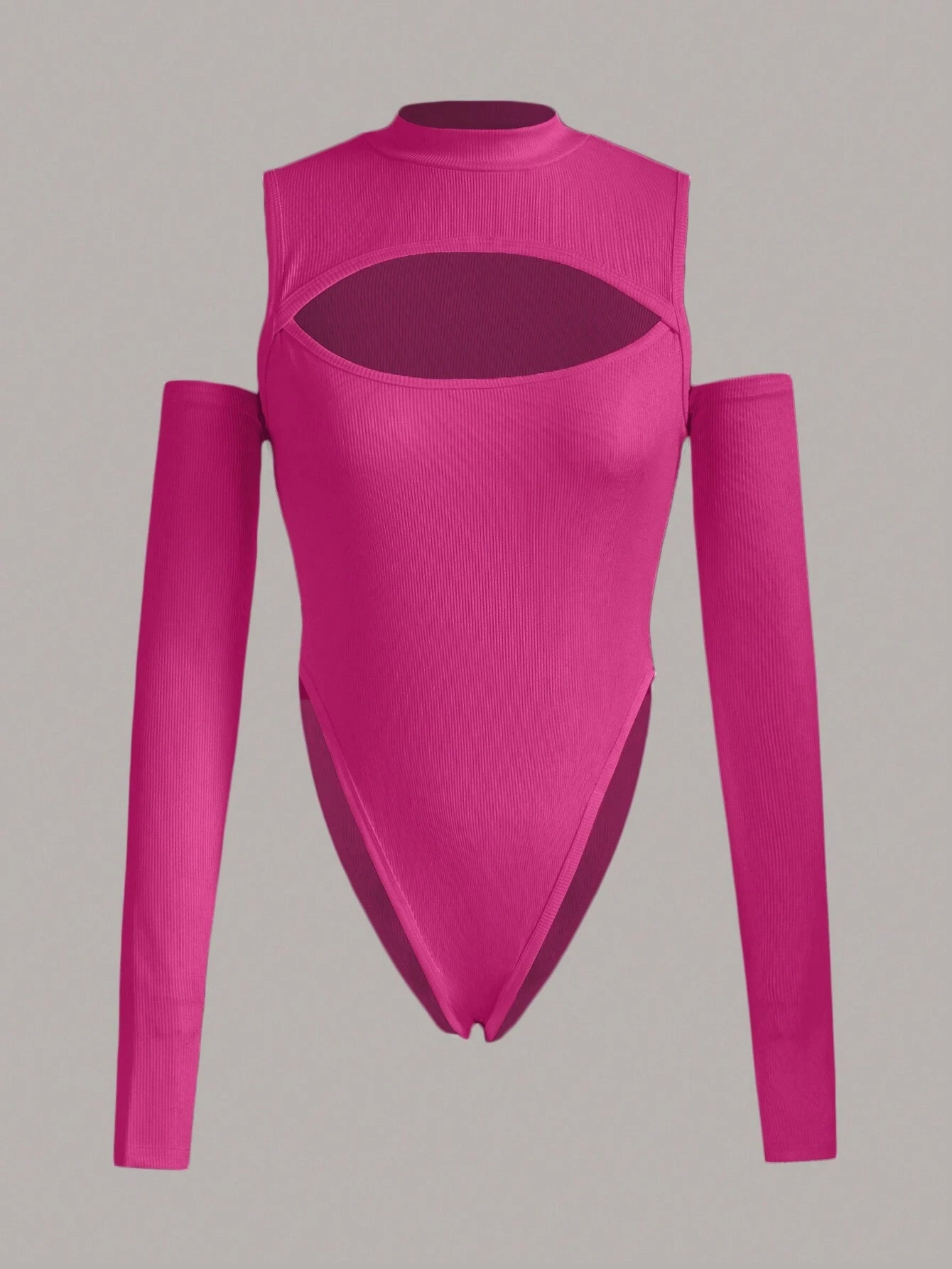 6918 1t-007 Body con abertura delantera de hombros descubiertos corte alto