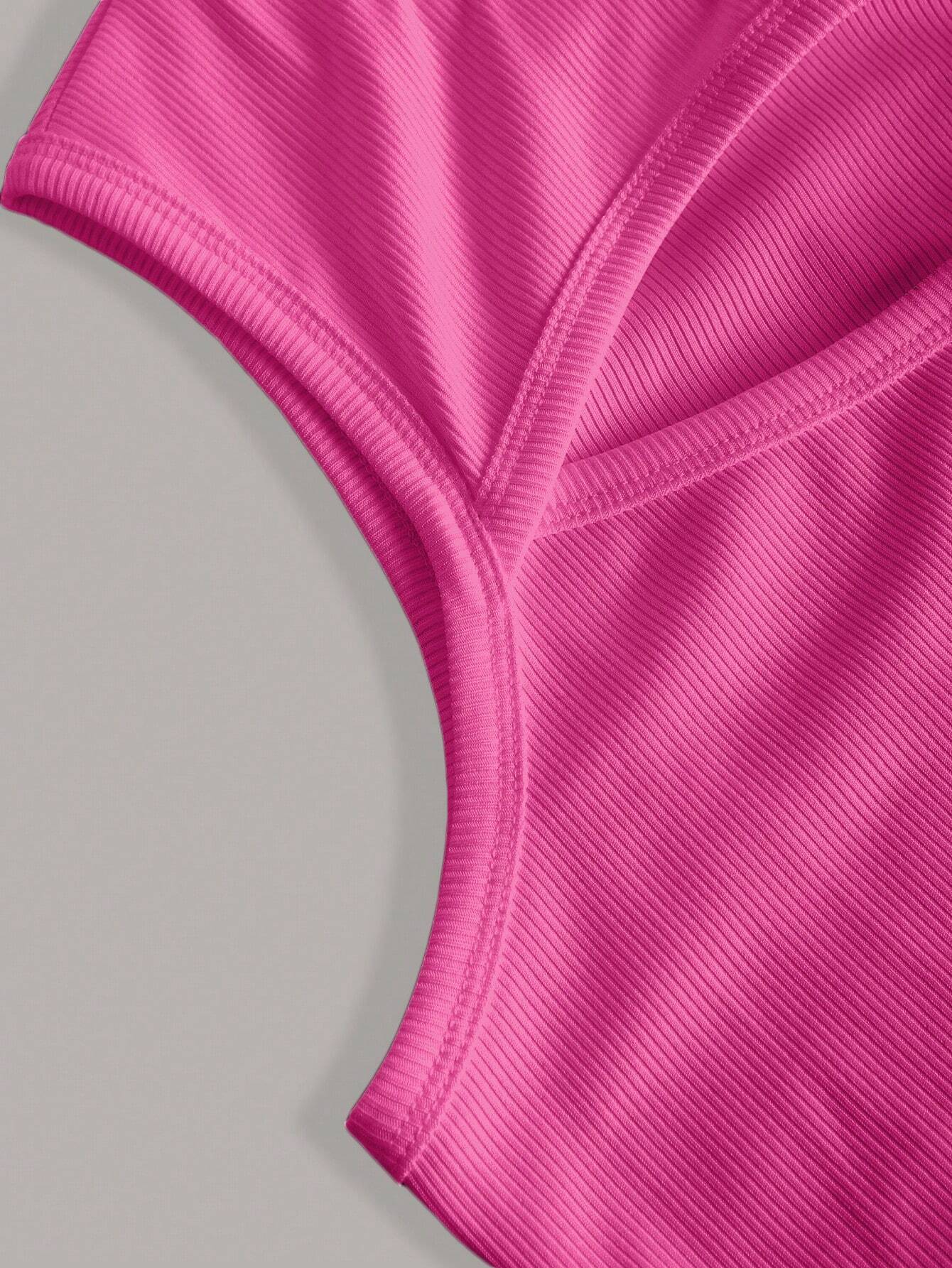 6918 1t-007 Body con abertura delantera de hombros descubiertos corte alto