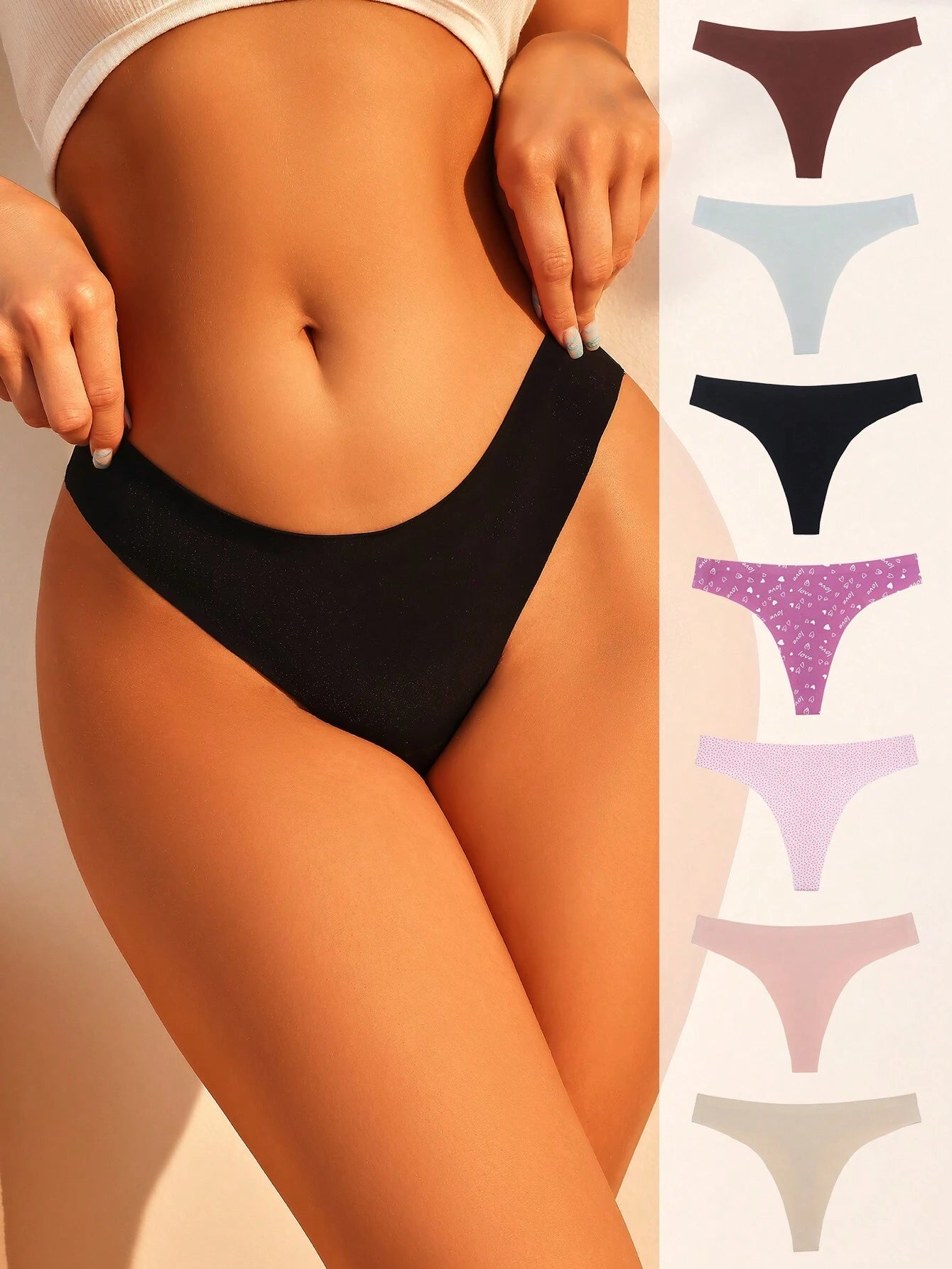 7024 a06-05 siete piezas Tanga unicolor simple
