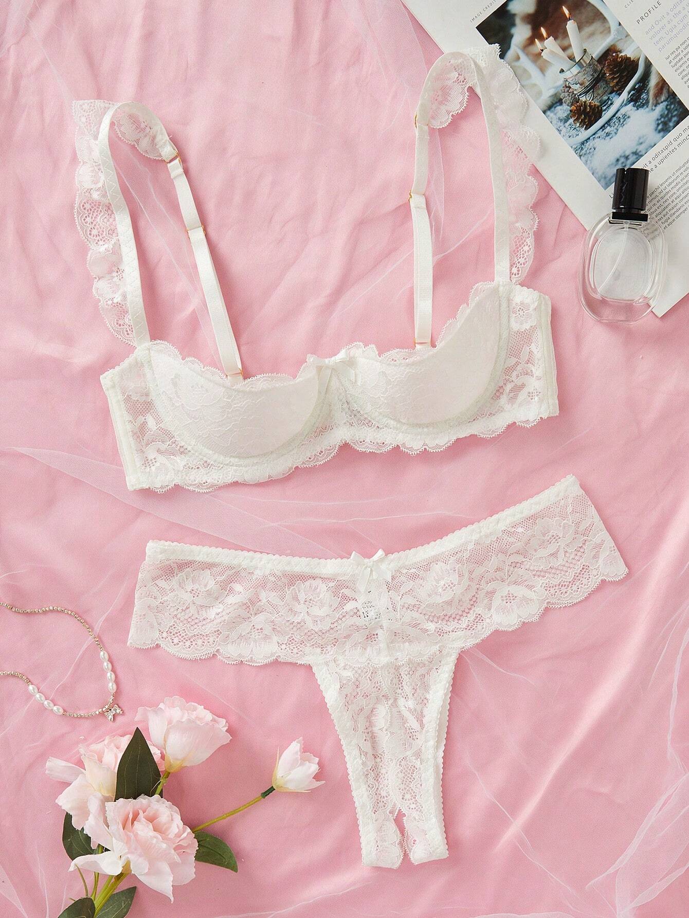 9269 ID-015 Set de lencería con encaje floral con aro