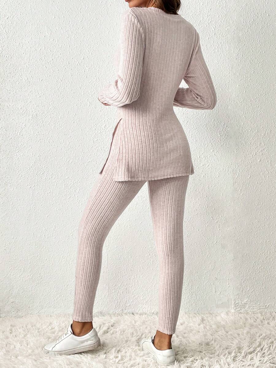 8436 1t-007 Leggings con camiseta bajo con abertura