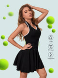 5927 1t-011 Vestido activo halter con ribete en contraste