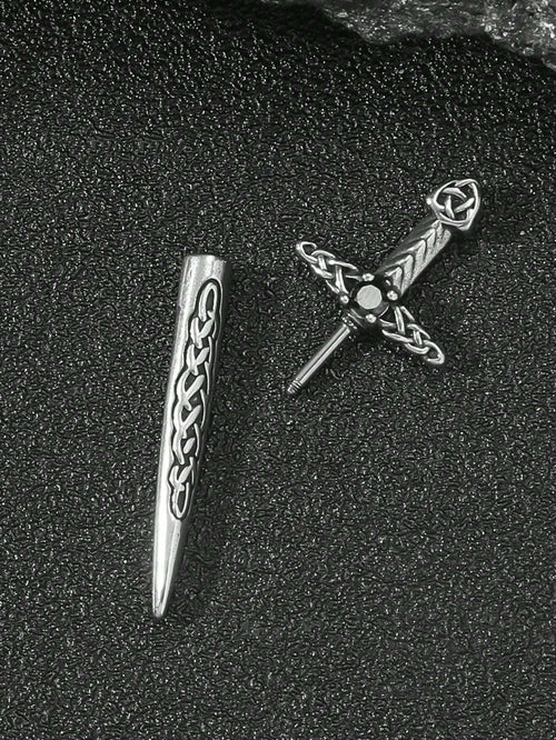 11346 B03-13 1 pieza de hombres personalidad en forma de espada de acero inoxidable espiral Arete