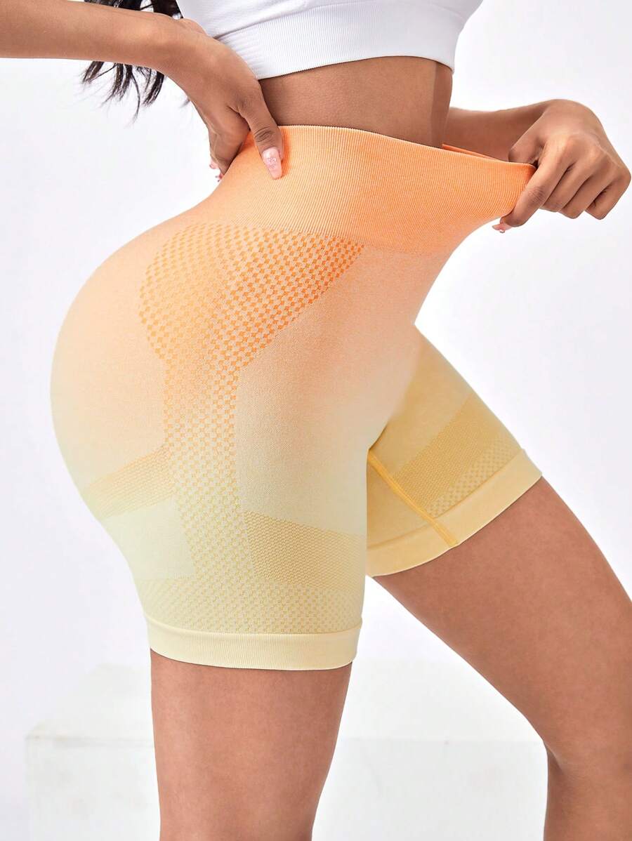 8247 1t-395 Shorts biker deportivos de ombré de cintura ancha