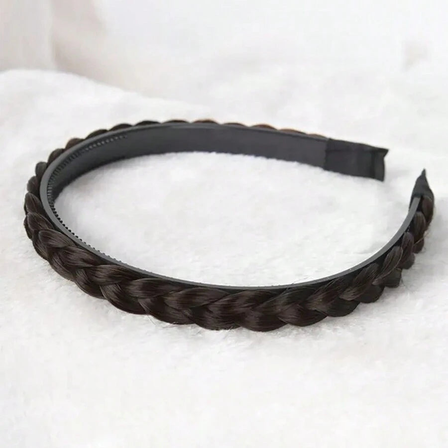 8399 1c-004 Diadema De Pelo Falso Con Dientes Para Evitar Deslizamiento Y Trenza Para Cubrir El Pelo Blanco