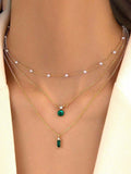 6049 a09-06 Dos Piezas/set Collar Simple Y Vintage De Varias Capas Con Detalles De Diamantes De Imitación Y Perlas