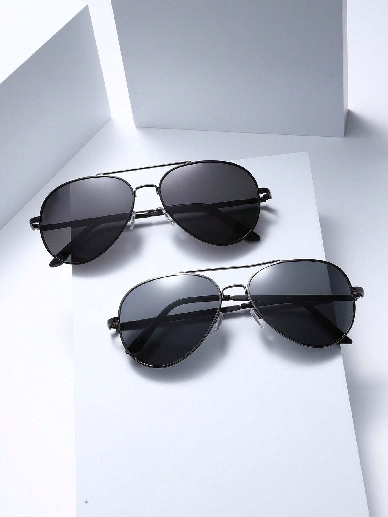 7144 a07-07 Set 2 Pares De Gafas De Sol De Piloto De Moda