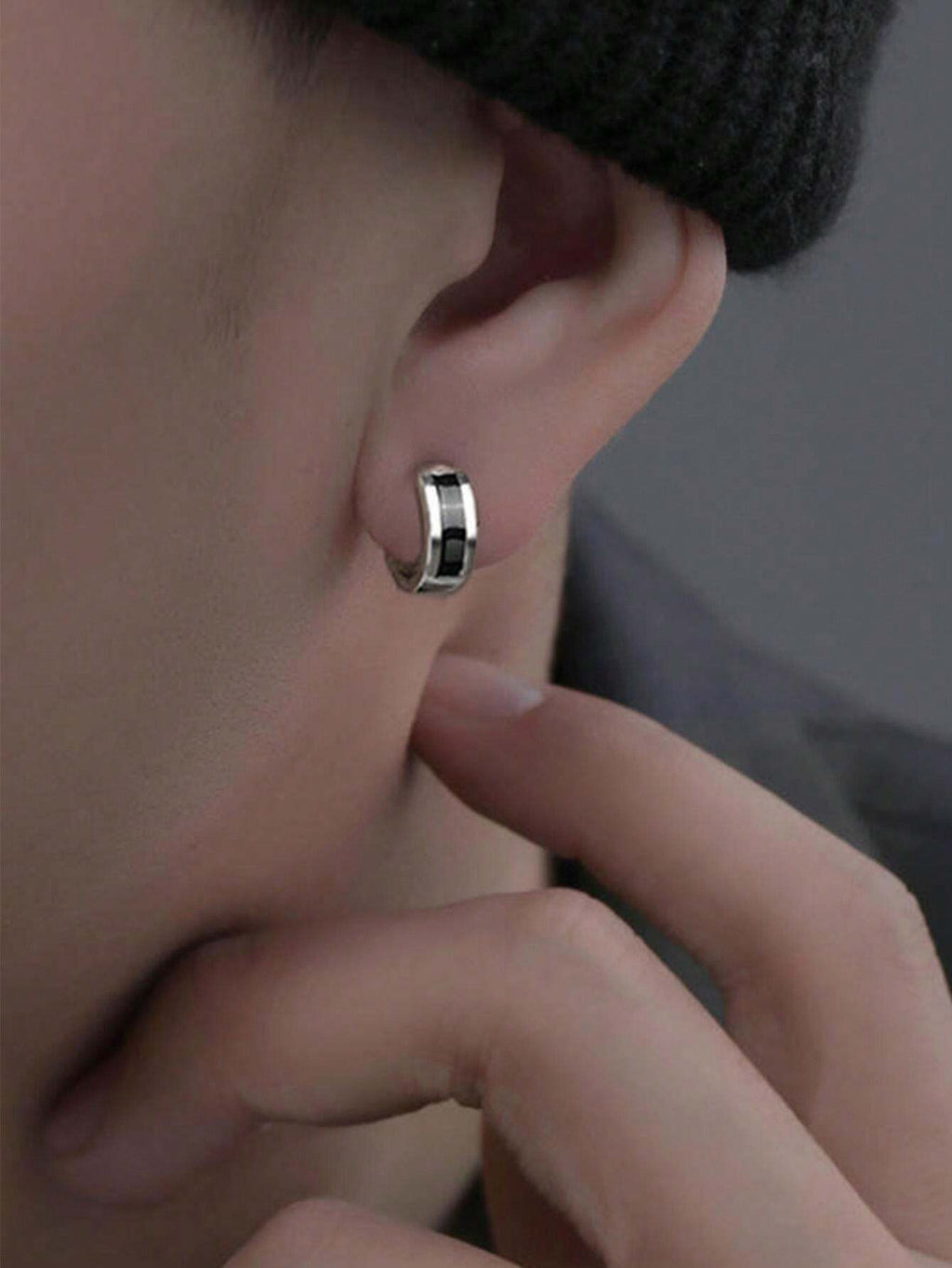 5591 a10-08 Pendientes negro con blanco de rayas